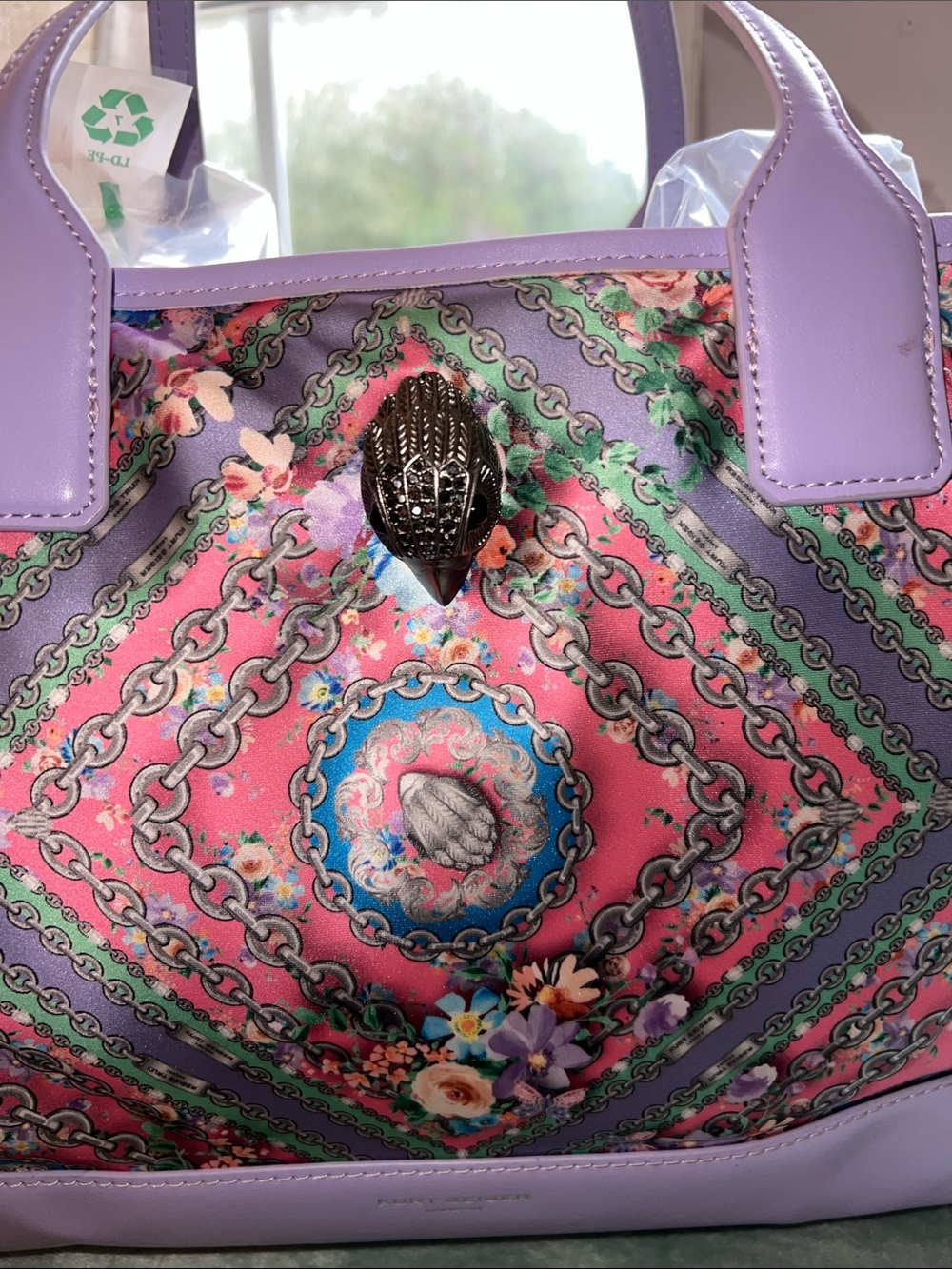 Kurt Geiger lavender and pink floral handbag NWOTS